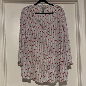 Catherines strawberry and Striped Button Down Shirt